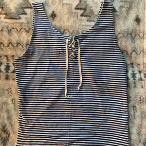 Navy white striped hollister tank top size XL